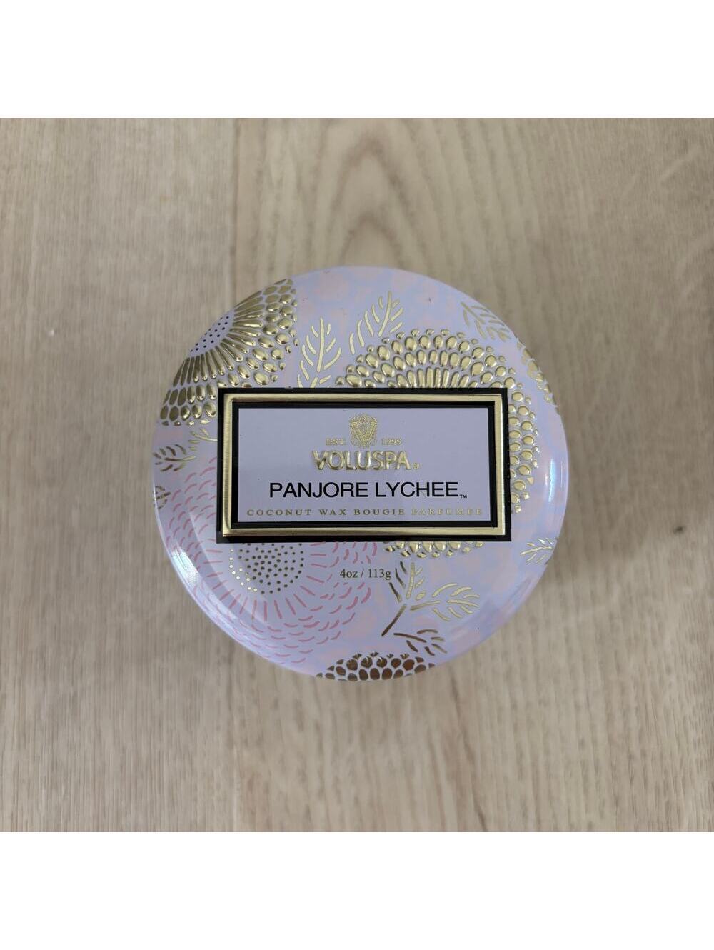 Voluspa NEW Panjore Lychee Small Tin Candle 4oz